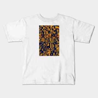 African Abstract Art Pattern Design - "Ndalu" - Orange and Blue Kids T-Shirt